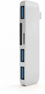 USB-хаб (концентратор) Satechi Type-C USB 3.0 3-in-1 Combo Hub Silver для Macbook Pro / Air / iPad Pro / iMac  5 портов: USB Type-C, SD, microSD, 2xUSB 3.0. Прочный алюминиевый корпус.