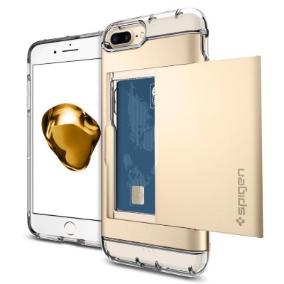Чехол-визитница Spigen для iPhone 8/7 Plus Crystal Wallet Champagne Gold 043CS20988  Необычный чехол с отсеком для денег, банковских карт или визиток!