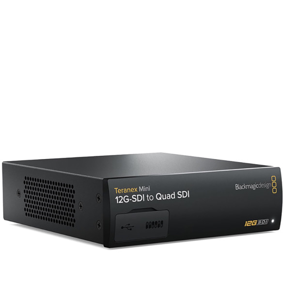Видеоконвертер Blackmagic Teranex Mini HDMI - Optical 12G  Цветовое пространство Rec. 601, Rec. 709 • Порты: Ethernet, HDMI, Optical Fiber, SDI, XLR • Питание сетевой адаптер • Мощность (макс) 16 Вт • Вход 90–240 В