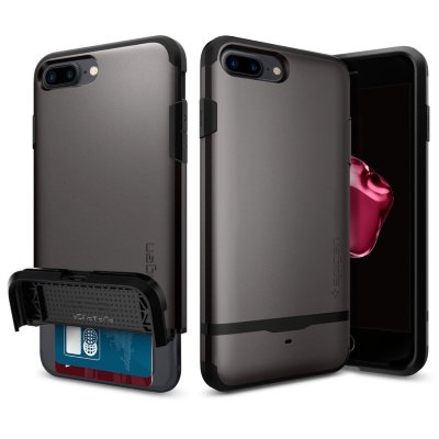 Чехол-визитница Spigen для iPhone 8/7 Plus Flip Armor Gunmetal 043CS20776  Чехол с отсеком в нижней части для банковских карт