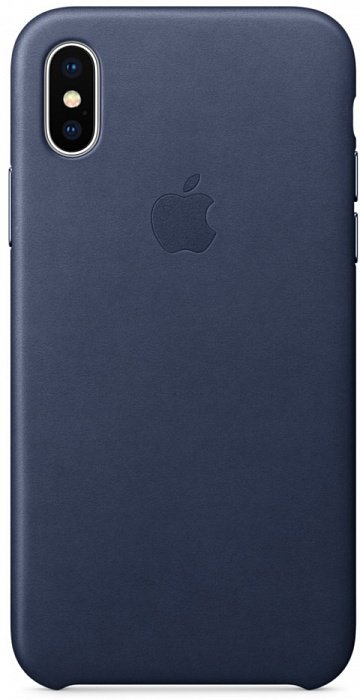 Чехол Apple Leather Case Midnight Blue (Темно-синий) для iPhone X/XS  Чехол из натуральной кожи • Внутренняя поверхность из микроволокна • Оставляет кнопки и разъемы доступными