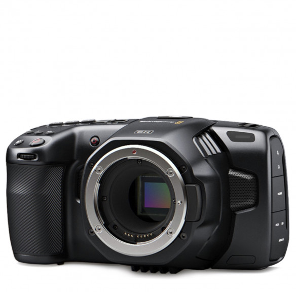 Кинокамера Blackmagic Pocket Cinema Camera 6K   • Тип сенсора: CMOS • Тип затвора: Rolling Shutter • Эффективный размер матрицы: 23,10 x 12,99 мм (Super 35) • ISO: 400 — 3200 • Разрешение: 4096 × 2160 • Байонет камеры: Canon EF • Питание: LP-E6 • Время работы: 45 мин • Температурный диапазон:  0°/40°С