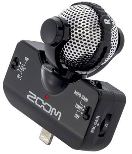 Микрофон Zoom IQ5B для iPhone / iPod / iPad / iPad mini (разъем Lightning)  Микрофон: стерео-микрофон Mid-side (90°/120°/M-S) • Усиление на входе: от +0 до +40дБ • Lightning • Вес: 30.5 г
