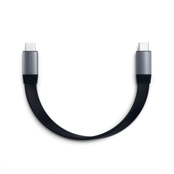 Кабель Satechi Flat USB-C to USB-C, Black  Удобная длина кабеля USB-C • Прочные материалы • Максимальная нагрузка 100 Вт • Скорость передачи данных до 10 Гбит/с