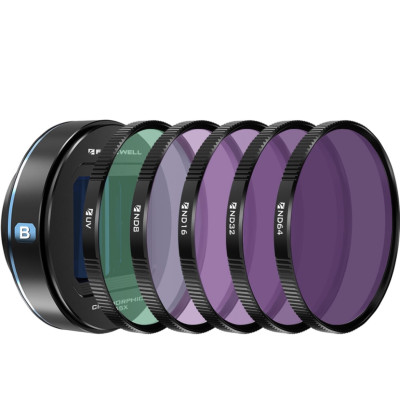 Анаморфный объектив для смартфона Freewell Sherpa BLUE + 5 фильтров   Линз в комплекте 6 шт • Вид фильтра: ND нейтральный, UV ультрафиолетовый • Тип объектива: анаморфный • Совместимость: чехол Freewell Sherpa • Коэффициент сжатия:	1.55x • Материал:	алюминий