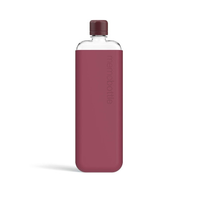 Бутылка с силиконовым чехлом Memobottle Slim, бордовый