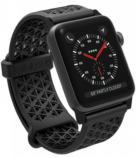 Ремешок Catalyst Sport Band Stealth Black для Apple Watch Series 3/2 42mm  Надежная фиксация • Гипоаллергенный силикон • Продуманное крепление • Стильный дизайн