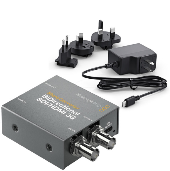 Микро конвертер Blackmagic Micro Converter BiDirectional SDI/HDMI 3G wPSU  Цветовое пространство YUV • Порты 3G-SDI, HDMI • Питание сетевой адаптер • Мощность (макс) 2.5 Вт • Материал металл • Подключение HDMI, SDI • Совместимость Mac 10.14 Mojave, Mac 10.15 Catalina +, Windows 10 +