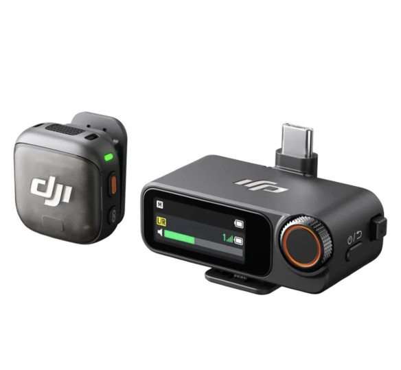 Радиосистема DJI Mic 3 (TX+RX)  Подключение - mini Jack 3.5 мм TRS Type-C • Микрофон - встроенный • Передача сигнала - 2.4G + 5G • Запись звука - моно/стерео • Рабочая дистанция - 400 м • Генератор тайм-кода, подключение наушников, фильтр низких частот • Сенсорный дисплей • Встроенный аккумулятор