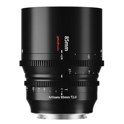 Объектив 7Artisans Spectrum 85mm T2.0 E-Mount  Байонет объектива E-Mount • Покрытие матрицы Fullframe • Фокусное расстояние 85 мм • Фокусировка ручная • Максимальная диафрагма T2 • Минимальная диафрагма T16 • Угол зрения диагональ 28.4° • Зубчатое кольцо