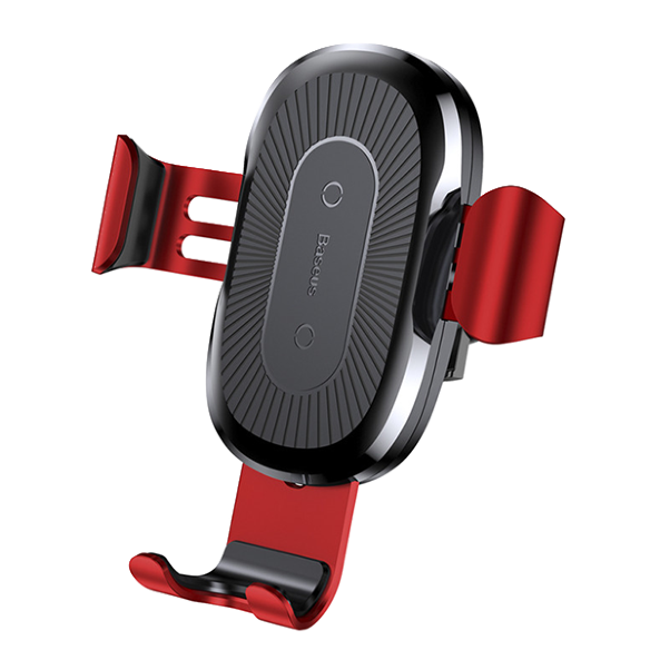 Беспроводное зарядное устройство в автомобиль Baseus Wireless Charger Gravity Car Mount Red  Зарядка телефонов с наличием системы Qi • Надежная фиксация смартфона • Установка в решетку дефлектора • Беспроводная зарядка