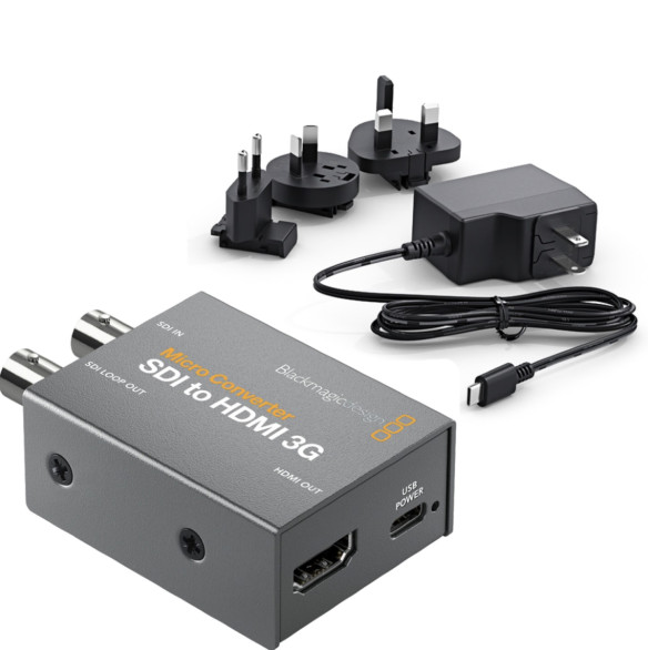 Микро конвертер Blackmagic Micro Converter SDI - HDMI 3G  Форматы HD: 720p/50; 720p/59,94; 720p/60 1080p/23,98; 1080p/24; 1080p/25; 1080p/29,97; 1080p/30; 1080p/47,95; 1080p/48; 1080p/50; 1080p/59,94; 1080p/60 1080PsF/25; 1080PsF/29,97; 1080PsF/ 30 1080i/50; 1080i/59,94; 1080i/60 2Kp/23,98 DCI; 2Kp/24 DCI; 2Kp/25 DCI; 2Kp/2 • Порты: HDMI, SDI, Type-C • Питание сетевой адаптер • Мощность (макс) 1.6 Вт • Вход 4,4-5,25 В