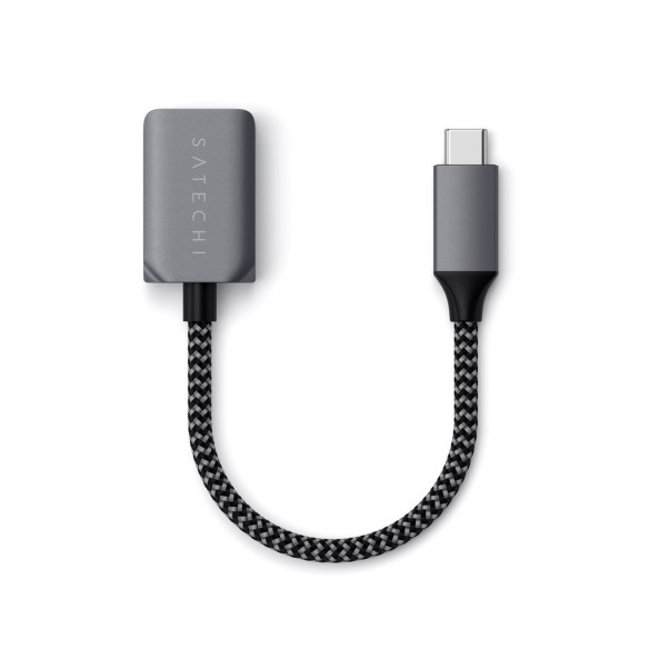 Кабель-адаптер Satechi USB-C to USB 3.0, Space Gray  Работает с Apple USB SuperDrive • Прочные корпуса коннекторов • Компактные размеры • Плетенный кабель • Высокая скорость передачи данных