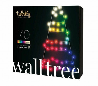 Смарт-гирлянда на стену Twinkly Wall Tree 2D на стену 50 LED (TWWT050SPP-BEU)  Количество светодиодов (50 штук) • Высота дерева - 2 метра • RGBW-палитра (16 миллионов цветов) • Поддержка iOS и Android • Дистанционное управление • Высокая энергоэффективность • Мобильное приложение