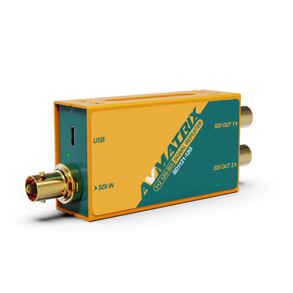 Усилитель-распределитель AVMATRIX SD1121-12G 1×2 12G-SDI с восстановлением тактовой частоты  1 вход SDI (12G/6G/3G/HD/SD-SDI) и 2 выхода SDI (12G/6G/3G/HD/SD-SDI) с восстановлением тактовой частоты • Автоопределение формата • Восстановление сигнала – до 400 метров