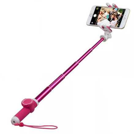 Селфи-монопод + штатив MOMAX Selfie Hero Selfie Pod 50cm KMS5 Pink  Подарочный набор из монопода для селфи и мини-штатива • Длина монопода 50 см • пристяжная Bluetooth-кнопка • Чехол