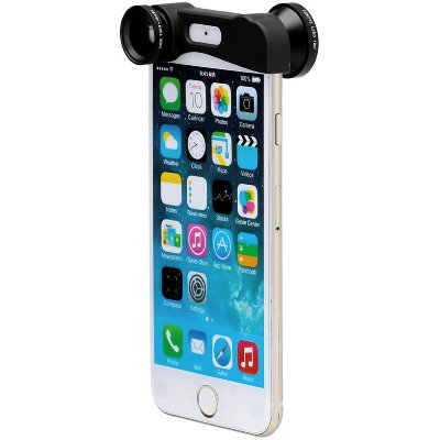 Объектив 3 в 1 Black для iPhone 6  (Fisheye + Macro + Wide)  Объектив для iPhone 6 — три в одном • позволяет снимать сразу в трех плоскостях - фишай, макро и широкоугольный • крепится на корпус iPhone 6