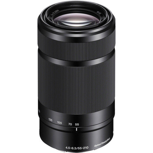 Объектив Sony 55-210mm f/4.5-6.3 OSS для NEX Black (SEL-55210)  Телеобъектив Zoom • Крепление Sony E • Минимальное расстояние фокусировки 1 мм • Автоматическая фокусировка • Вес: 545 г