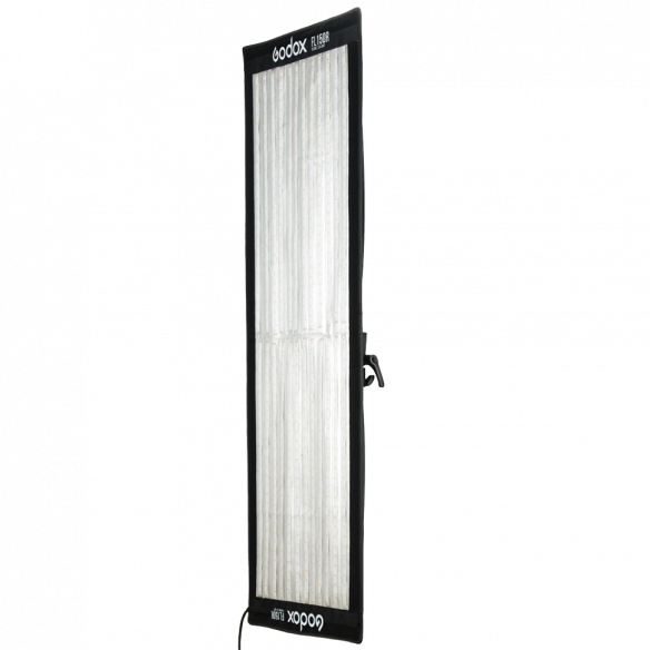 Гибкий осветитель Godox FL150R  • Вид осветителя: гибкая LED панель • Мощность (макс): 150 Вт • Цветовая температура: 3300 — 5600 K • Дополнительные функции: управление через приложение • Особенности конструкции:	встроенный дисплей • Питание: сетевой адаптер, V-mount