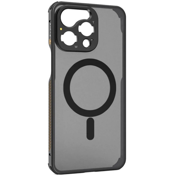 Чехол Fotorgear Pro II для iPhone 15 Pro Max  Особенности конструкции: Apple MagSafe, байонет T-mount для мобильного объектива • Вид чехла: накладка • Материал: алюминий, поликарбонат