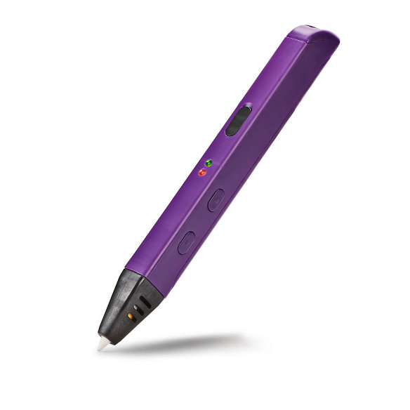 3D ручка SPIDER PEN SLIM Purple с OLED-дисплеем USB-зарядкой (трафареты в комплекте)  3D-ручка 4го поколения от SPIDER PEN • Работает от USB • Заправляется ABS и PLA-пластиком • Регулировка температуры и скорости подачи • Керамический наконечник • Вес 40 г