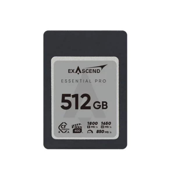 Карта памяти Exascend Essential Pro CFexpress 4.0 Type A 512GB  Тип памяти 3D TLC • Интерфейс PCI-Express 4.0 • Вид накопителя CFExpress Type A • Объём памяти 512 Гб • Скорость чтения 1800 МБ/с • Скорость записи 1650 МБ/с • Температурный диапазон от -12 до 72°C