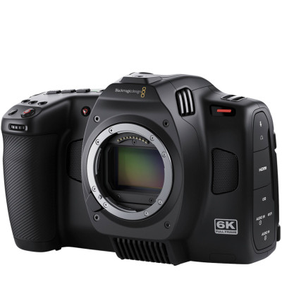 Кинокамера Blackmagic Cinema Camera 6K FullFrame  Байонет камеры L-mount (Leica) • Тип сенсора : CMOS • Тип затвора Electronic Rolling Shutter • Формат сенсора Full Frame • Разрешение матрицы 24.6 Мп • Соотношение сторон 3:2 • Байонет камеры L-mount (Leica) • ISO 400 — 3200 • Дисплей 5" (1920 x 1080) • Поддержка кодеков: Blackmagic RAW 12-Bit, H.264 • Выходы сигнала HDMI • Порты: mini Jack 3.5 мм, mini XLR, Type-C • Питание NP-F, сетевой адаптер • Сенсорный дисплей • Подключение наушников • Потребляемая мощность 30 Вт • Входное напряжение 12 - 20 В