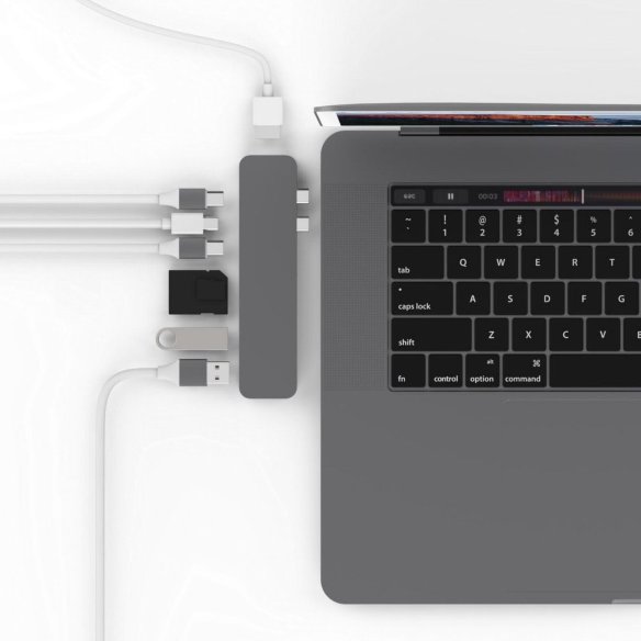USB-хаб (концентратор) HyperDrive PRO 8-in-2 Hub Space Gray для USB-C для MacBook Pro / Air  8 портов: HDMI 1080p + 4K, 4K Mini DisplayPort, 2xUSB Type-C, SD, microSD, 2xUSB 3.1. Прочный алюминиевый корпус.