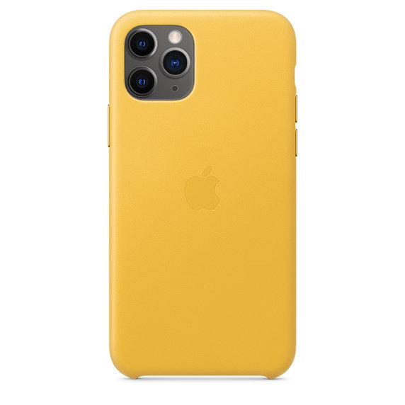 Кожаный чехол Apple Leather Case Meyer Lemon (Лимонный сироп) для iPhone 11 Pro  Оригинальный аксессуар • Премиальное качество • Кожа европейского производства • Продуманная эргономика • Алюминиевые накладки на кнопки