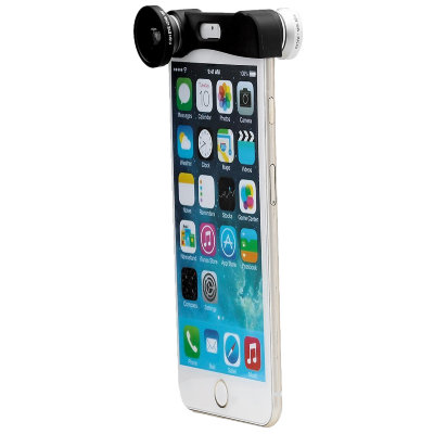 Объектив 3 в 1 Silver для iPhone 6 Plus (Fisheye + Macro + Wide)  Объектив для iPhone 6 Plus— три в одном • позволяет снимать сразу в трех плоскостях - фишай, макро и широкоугольный • крепится на корпус iPhone 6 Plus