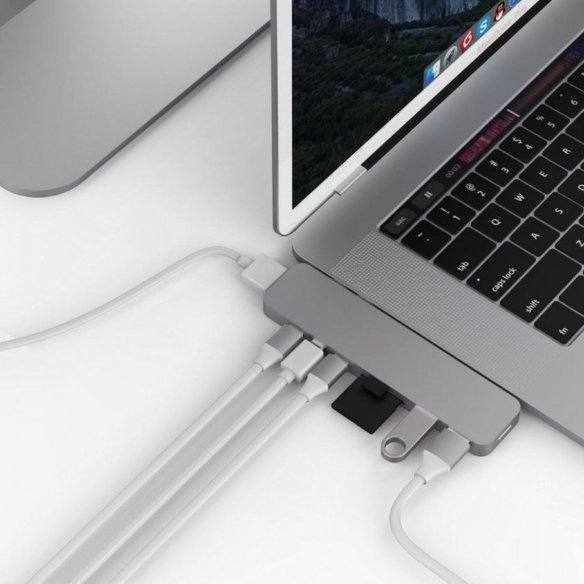 USB-хаб (концентратор) HyperDrive PRO 8-in-2 Hub Silver для USB-C для MacBook Pro / Air  8 портов: HDMI 1080p + 4K, 4K Mini DisplayPort, 2xUSB Type-C, SD, microSD, 2xUSB 3.1. Прочный алюминиевый корпус.