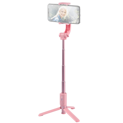 Стабилизатор одноосевой Momax Selfie Stable для iPhone и других смартфонов Pink  Трансформируется в монопод • Дистанционное управление • Встроенный аккумулятор • Телескопическая ручка