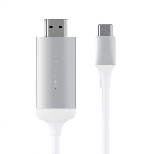 Провод Satechi USB Type-C to HDMI 4K, Silver  Кабель не перегибается • Высокое разрешение • Алюминиевые коннекторы