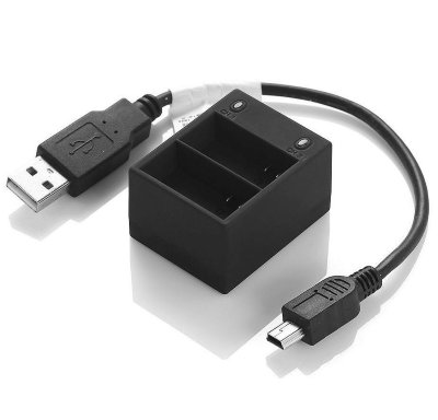 Зарядное устройство для 2-х аккумуляторов GoPro USB Dual Battery Charger  Зарядка 2-х аккумуляторов GoPro от USB • возможность заряжать от компьютера, в автомобиле и т. д. • для аккумуляторов GoPro HERO3+ и HERO3