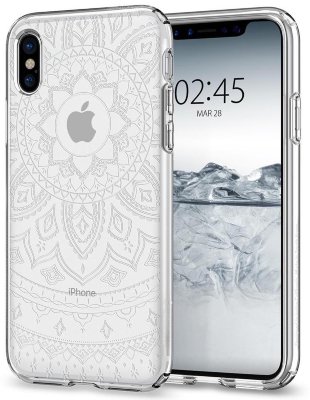 Чехол Spigen для iPhone X/XS Liquid Crystal Shine Crystal Clear 057CS22120  Прозрачный и тонкий чехол с оригинальным орнаментом