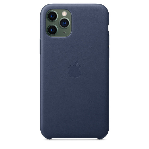 Кожаный чехол Leather Case Midnight Blue (Темно-синий) для iPhone 11 Pro Apple  Оригинальный аксессуар • Премиальное качество • Кожа европейского производства • Продуманная эргономика • Алюминиевые накладки на кнопки