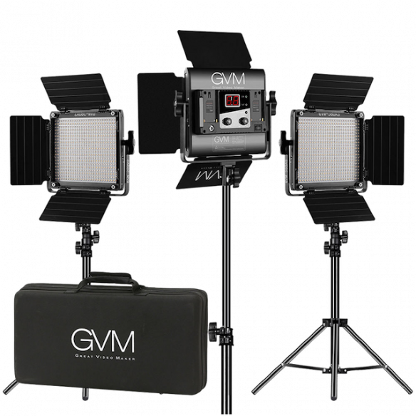 Комплект осветителей (3шт) GVM 560AS  • Вид осветителя: LED панель • Мощность (макс): 30 Вт • Цветовая температура: 2300 — 6800 K • Особенности конструкции: встроенный дисплей • Дополнительные функции: управление через приложение • Питание: сетевой адаптер, NP-F х2