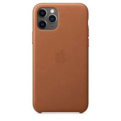 Кожаный чехол Apple Leather Case Saddle Brown (Золотисто-коричневый) для iPhone 11 Pro  Оригинальный аксессуар • Премиальное качество • Кожа европейского производства • Продуманная эргономика • Алюминиевые накладки на кнопки