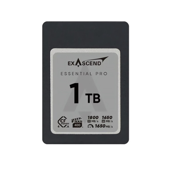 Карта памяти Exascend Essential Pro CFexpress 4.0 Type A 1TB  Тип памяти 3D TLC • Интерфейс PCI-Express 4.0 • Вид накопителя CFExpress Type A • Объём памяти 1TB • Скорость чтения 1800 МБ/с • Скорость записи 1650 МБ/с • Температурный диапазон от -12 до 72°C