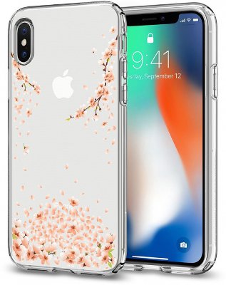 Чехол Spigen для iPhone X/XS Liquid Blossom Crystal Clear 057CS22121  Прозрачный и тонкий чехол с оригинальным орнаментом