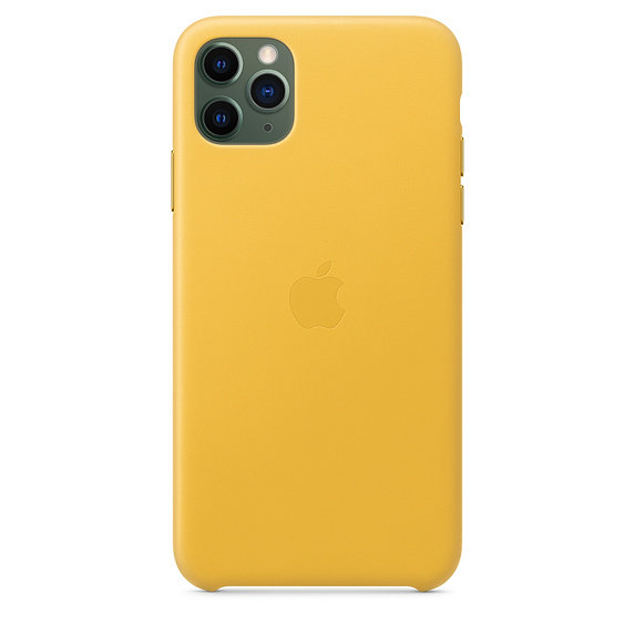 Кожаный чехол Apple Leather Case Meyer Lemon (Лимонный сироп) для iPhone 11 Pro Max  Оригинальный аксессуар • Премиальное качество • Кожа европейского производства • Продуманная эргономика • Алюминиевые накладки на кнопки