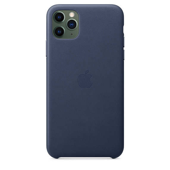 Кожаный чехол Apple Leather Case Midnight Blue (Темно-синий) для iPhone 11 Pro Max  Оригинальный аксессуар • Премиальное качество • Кожа европейского производства • Продуманная эргономика • Алюминиевые накладки на кнопки