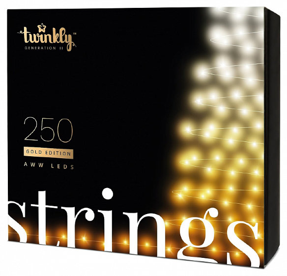 Смарт-гирлянда Twinkly Strings Gold Edition 250 LED с Wi-Fi и Bluetooth (TWS250GOP-BEU)                                                                                      Большое количество лампочек (250 штук) • Излучаемые цвета: янтарный, теплый белый, холодный белый • Поддержка iOS и Android • Дистанционное управление • Высокая энергоэффективность • Мобильное приложение