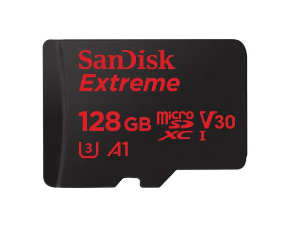 Карта памяти SanDisk Extreme microSDXC 128 Gb UHS-I 3 90 MB/s + Adapter  Карта памяти SanDisk Extreme • microSDXC • 64 Гб • UHS-I 3 • Скорость до 100 Мб/сек • водостойкий и ударопрочный корпус • запись видео 4К Ultra HD • рекомендовано GoPro