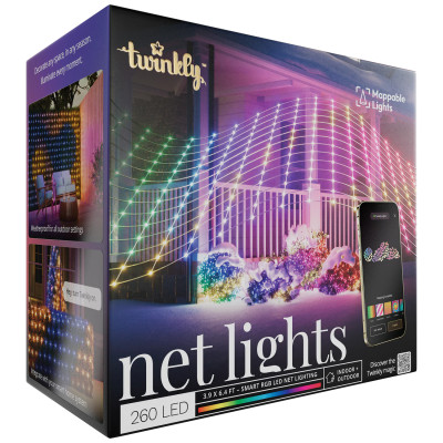 Twinkly Net Lights сеть на живую изгородь - 260 диодов RGB в форме шара, 1.2 x 1.9 m, прозрачный провод