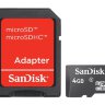 Карта памяти SanDisk microSDHC 4 Gb Class 4 + Adapter