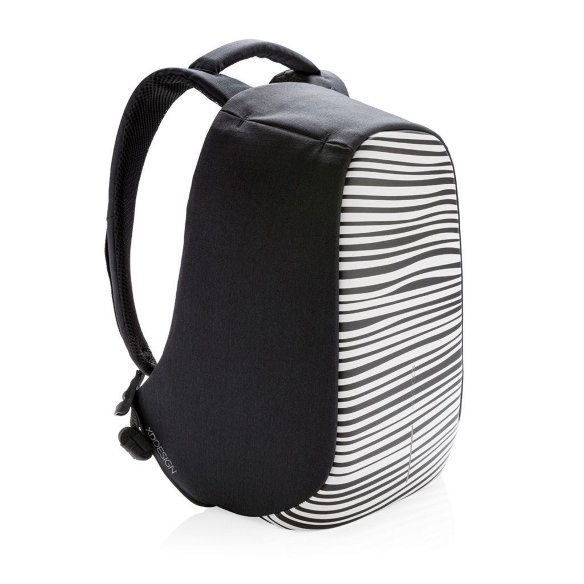 Рюкзак для ноутбука до 14&quot; XD Design Bobby Compact Print (P705.651), черный / белый  Влагозащиный чехол • Облегчение веса на 20-25% • Защита от краж • Отсек для 14-дюймового ноутбука • USB-порт для зарядки телефона • Чехол-кошелек для мелких аксессуаров • Складная сумка для ежедневных покупок
