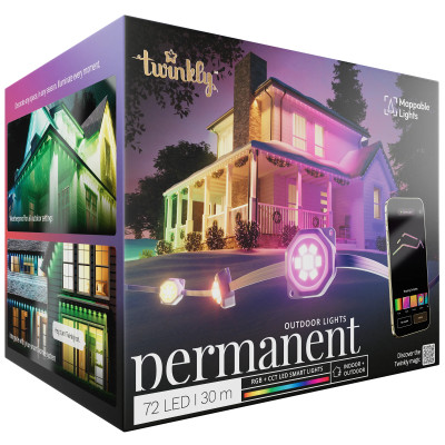 Twinkly Permanent Lights уличные огни на дом, 72 диодов, 30 метров, белый провод