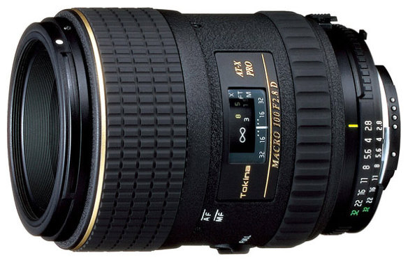Объектив Tokina Af 100 mm f/2.8 AT-X PRO D Macro для Nikon  Макрообъектив с постоянным ФР • крепление Nikon F, встроенный мотор • 100 мм, F2.80 •  Автоматическая фокусировка • Вес: 540 г