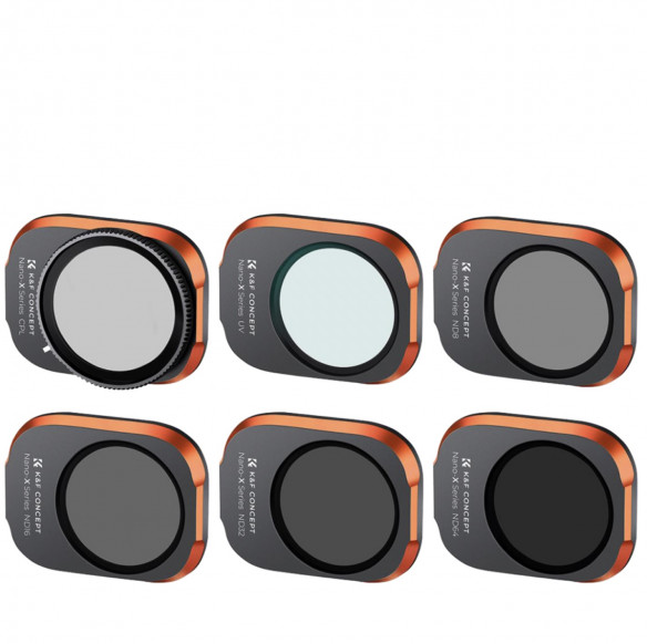Комплект светофильтров K&amp;F Concept для DJI Mini 3 Pro (6 шт)  • Линз в комплекте:	6 шт • Вид фильтра:	ND нейтральный, UV ультрафиолетовый, CPL круговой поляризационный